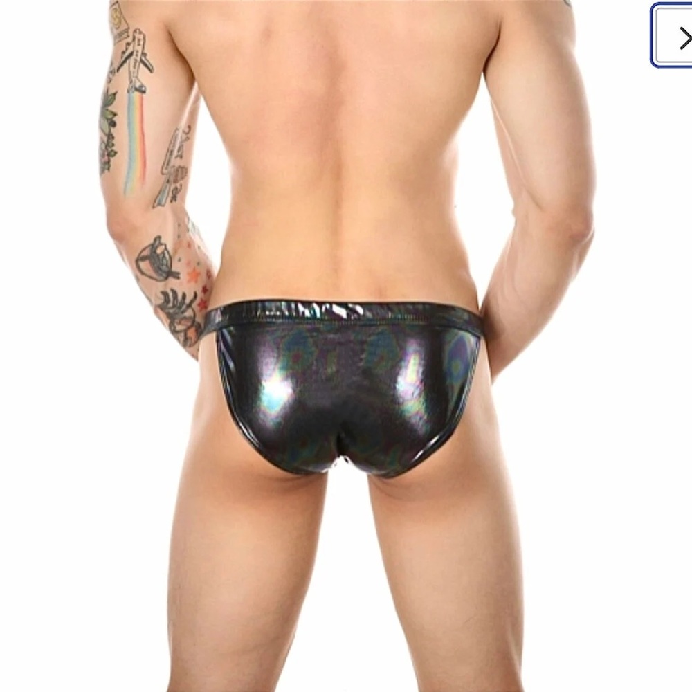 Mens Bikini PU Leather Swim Trunks - Picture 3 of 3